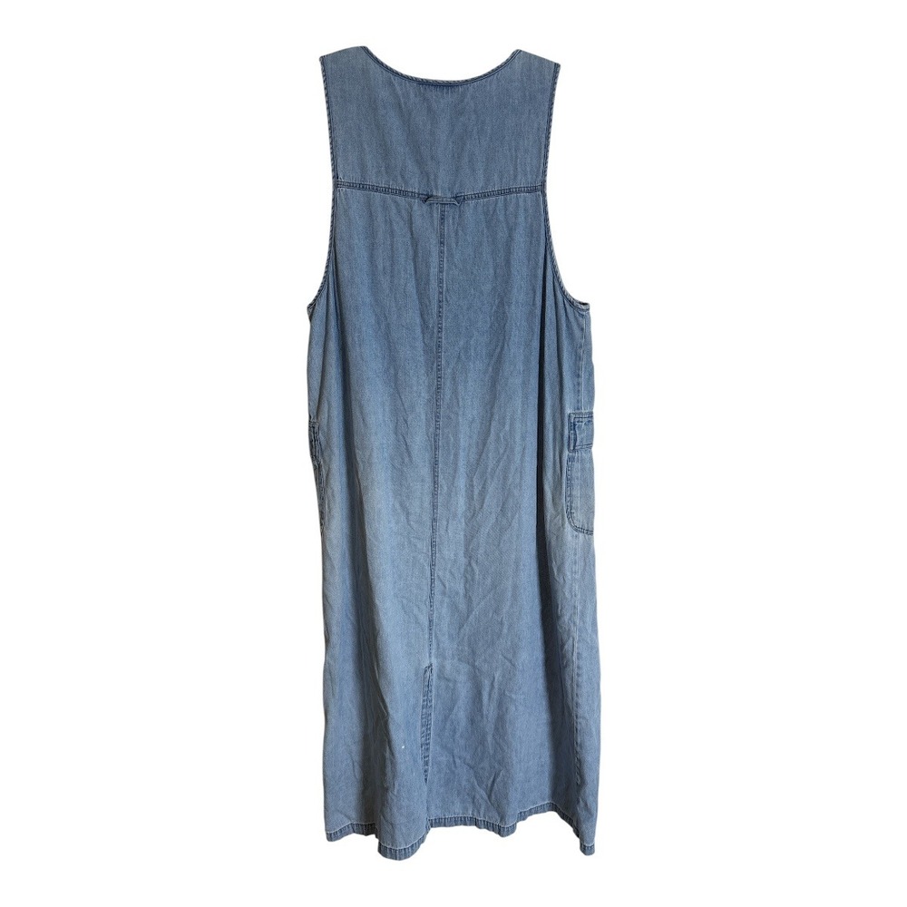 Orvis Womens Blue Cotton Denim Sleeveless Maxi Jumper Dress Pockets Large - Picture 3 of 8